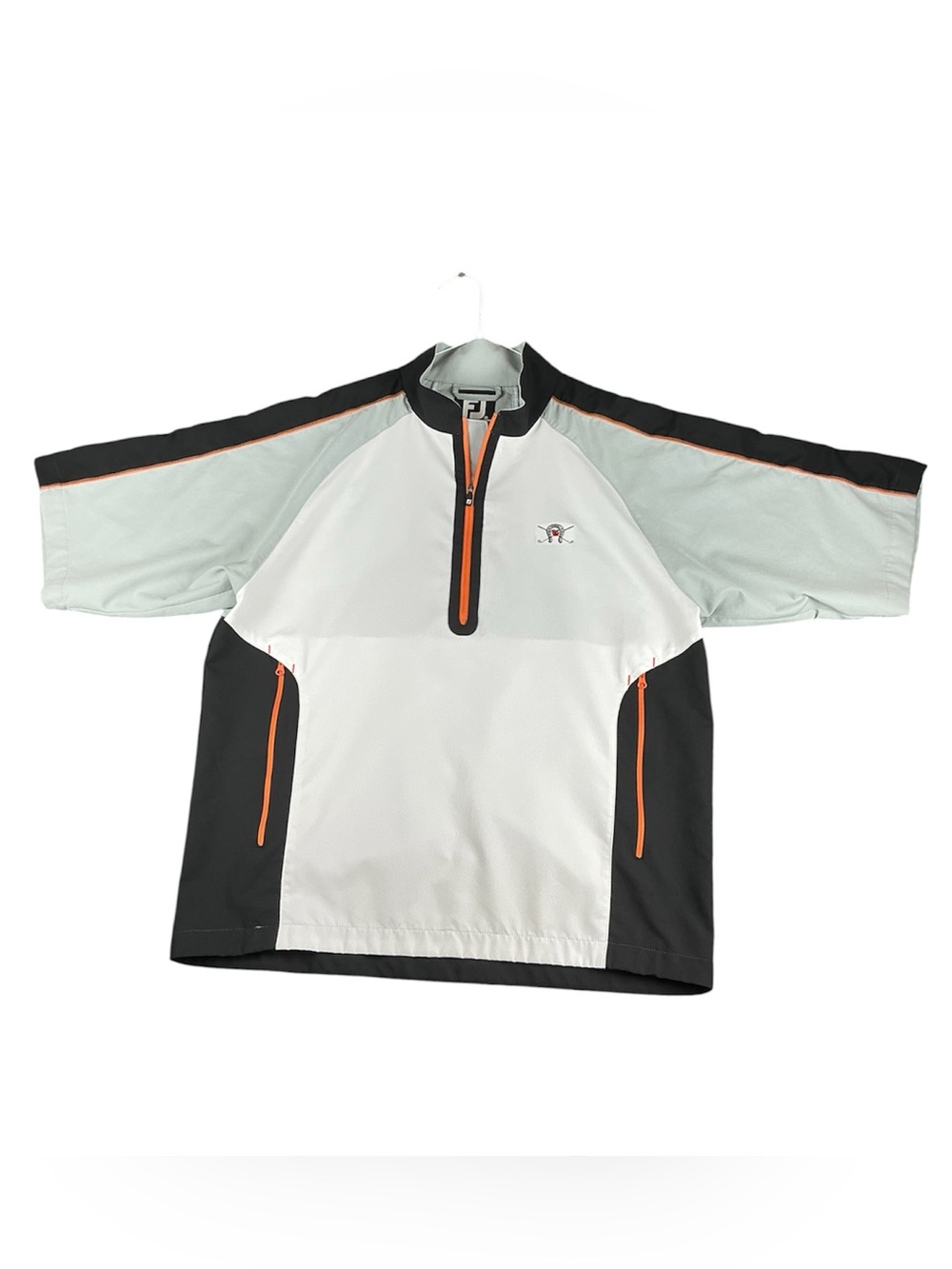 FootJoy Sport Short Sleeve Windshirt Golf WHITE & ORANGE Men's Size Medium